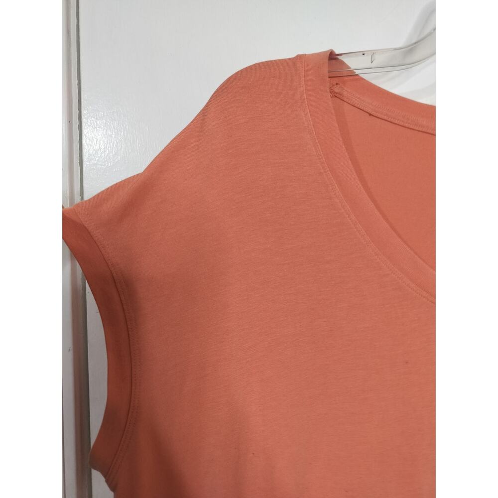 5404) Athleta Coral Cap Sleeve V Neck Relaxed Round Hem Tee Large - Picture 3 of 6